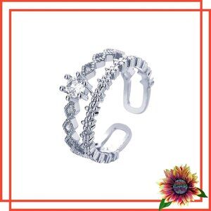 Silver Double Brilliant Stone Adjustable Stamped 925